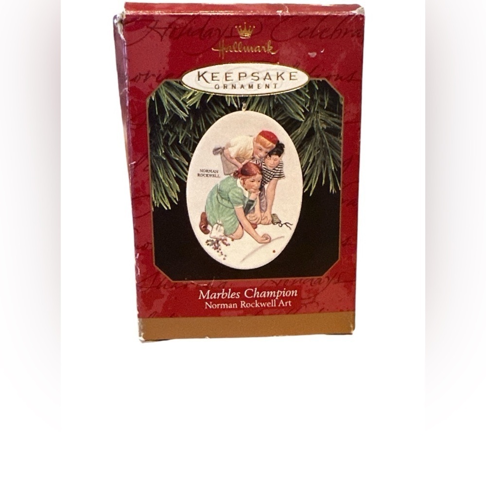 MARBLES CHAMPION 1997 Norman Rockwell Art Vintage Hallmark Keepsake Ornament